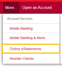 estatements enrollment screen